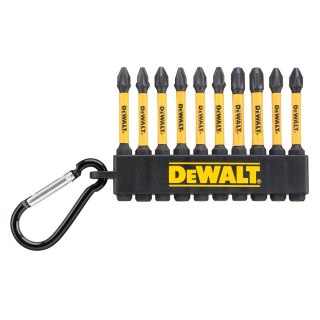 Zestaw 10 szt. końcówek udarowych ¼" Extreme Flextor do wkrętów PZ i PH o długości 57mm w uchwycie z karabińczykiem, DeWalt [DT7