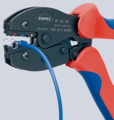 Dwuręczne szczypce do zagniatania 0,5-6mm², PreciForce Knipex [97 52 36] 3 gniazda