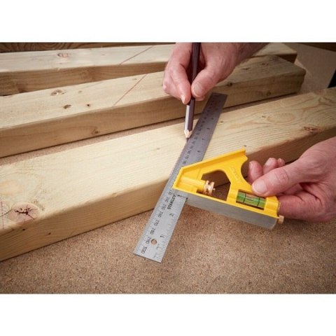 Kątownik uniwersalny stalowy 300mm, z podziałką, Stanley [2-46-028]