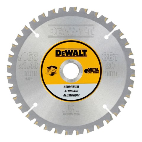 Piła tarczowa do cięcia aluminium, 165/20/1,49mm, 36 zębów, DeWalt [DT1911-QZ]