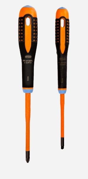 Zestaw 2szt. wkrętaków izolowany VDE, płasko-krzyżowych Pozidriv, 5.0/PZ1 i 6.0/PZ2 ERGO Bahco [BE-9890SL]