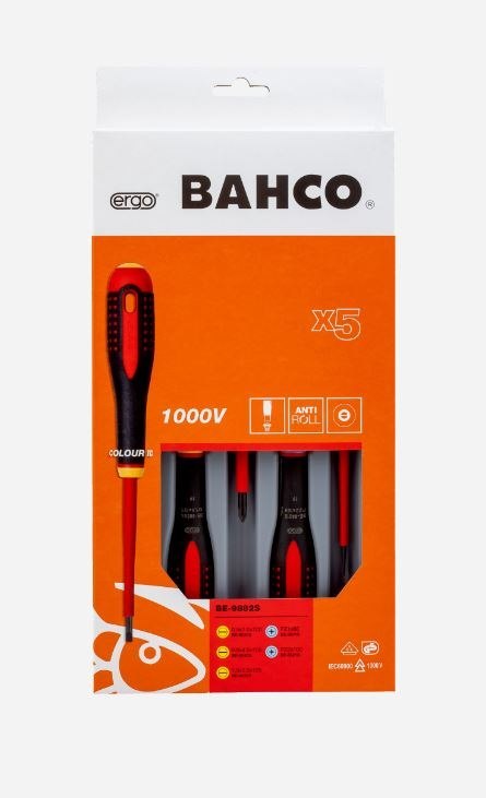 Zestaw 5 szt. wkrętaków izolowanych ERGO do śrub prostych i Pozidriv, Bahco [BE-9882S]