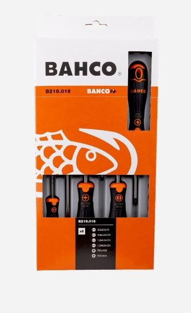 Zestaw 6 wkrętaków do śrub płaskich i Pozidriv, BAHCOFIT firmy Bahco [B219.016]