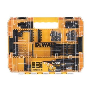 Zestaw 85 szt. końcówek PH, PZ, TX, wierteł do drewna i metalu, z elastyczną przedłużką udarową i głowicą kątową, DeWALT [DT7077