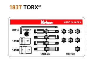 Zestaw bitów TORX z napędem 7/16" rozmiary T25-T60 + 3 adaptery KOKEN [499786]