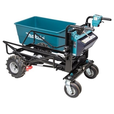 Akumulatorowy samobieżny wózek transportowy z płaską misą ładunkową, 2x18V, Makita [DCU605Z] LXT
