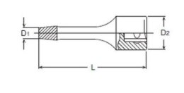 Wykrętak długi 60mm do urwanych śrub o gwintach M10-M12, zabierak kwadrat 3/8