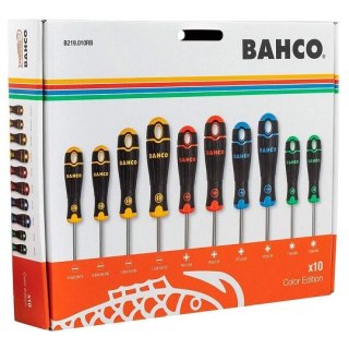 Zestaw 10 wkrętaków do śrub płaskich, PH, PZ i TORX, BAHCOFIT Color Edition, Bahco [B219.010RB]