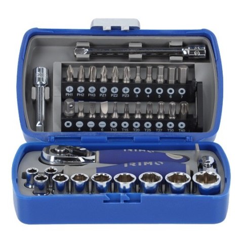 Zestaw 37 szt. końcówek, nasadek i akcesoriów 1/4", IRIMO [109-37-4]