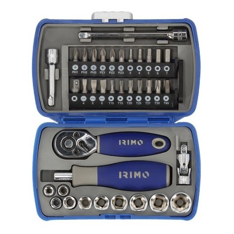 Zestaw 37 szt. końcówek, nasadek i akcesoriów 1/4", IRIMO [109-37-4]