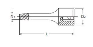 Zestaw 6 długich wykrętaków do urwanych śrub o gwintach M5-M20, zabierak kwadrat 3/8", KOKEN [RS3129/6-L60]