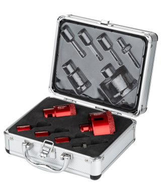 Zestaw 6cz., otwornice diamentowe do gresu 6,8,10,35,68mm i przejściówka, na sucho, M14, 365 SMART [SM-25-SET6]