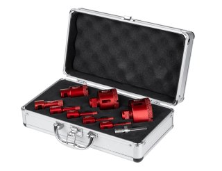 Zestaw 9cz., otwornice diamentowe do gresu 6,8,10,12,20,35,55,68mm i przejściówka, na sucho, M14, 365 SMART [SM-25-SET9]