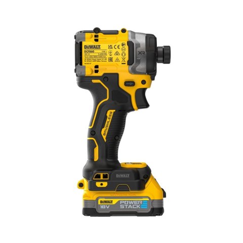 Akumulatorowa zakrętarka udarowa 1/4" 18V XR DeWalt [DCF860E2T-QW] 2x1,7Ah, Li-Ion, POWERSTACK