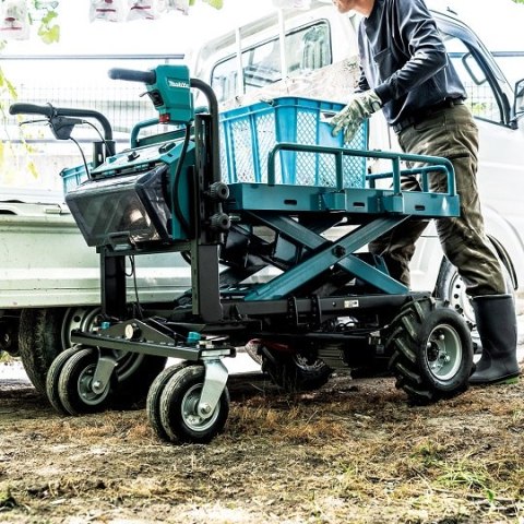 Akumulatorowy samobieżny wózek transportowy z platformą ładunkową, 2x18V, Makita [DCU601Z] LXT