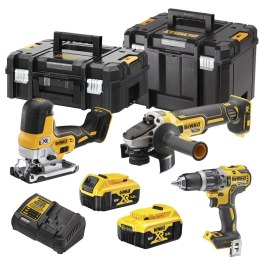 Akumulatorowy zestaw Combo DCD796 + DCG405 + DCS335 18V Li-Ion XR 2x5,0Ah, 2 x kufer TSTAK, DeWalt [DCK329P2T-QW]