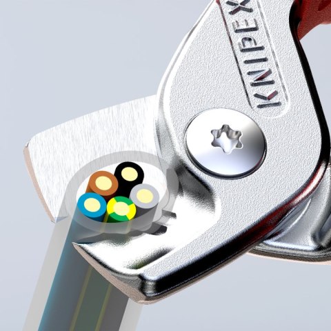 Nożyce w izolacji VDE do cięcia kabli 160mm Knipex [95 16 160] ze stopniowanymi krawędziami tnącymi