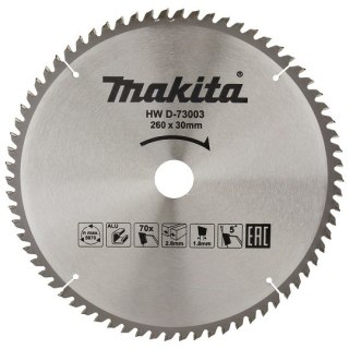 Piła tarczowa do aluminium, 260/30mm, 70 zębów, Economy, Makita [D-73003]