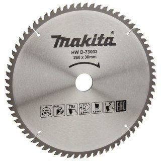 Piła tarczowa do aluminium, 260/30mm, 70 zębów, Economy, Makita [D-73003]