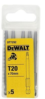 Zestaw 5 szt. końcówek 1/4" do wkrętów Torx, rozmiar TX20/70mm, DeWalt [DT7292-QZ]
