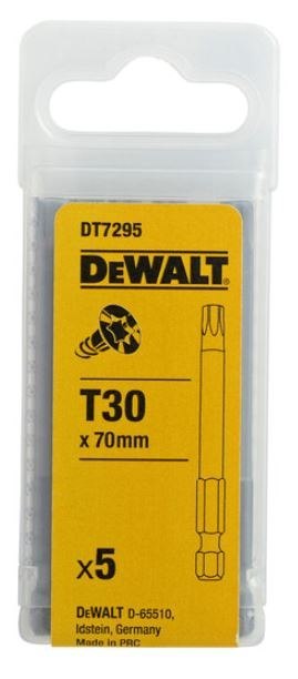 Zestaw 5 szt. końcówek 1/4" do wkrętów Torx, rozmiar TX30/70mm, DeWalt [DT7295-QZ]