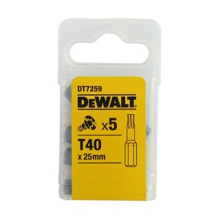 Zestaw 5 szt. końcówek 1/4" do wkrętów Torx, rozmiar TX40/25mm, DeWalt [DT7259-QZ]