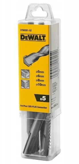 Zestaw 5szt. wierteł widiowych do betonu SDS+, 110mm i 160mm DeWalt [DT60301-QZ]