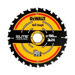 Piła tarczowa do cięcia drewna 190x30x1,66mm, 24 zęby, ELITE, DeWALT [DT10402-QZ]