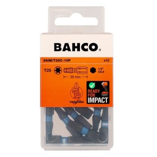 Zestaw 10 szt. końcówek udarowych 1/4" do śrub typu TORX T25/25mm, Bahco [66IM/T25C-10P]