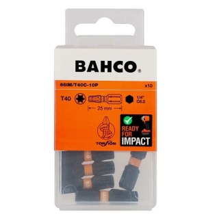 Zestaw 10 szt. końcówek udarowych 1/4" do śrub typu TORX T40/25mm, Bahco [66IM/T40C-10P]