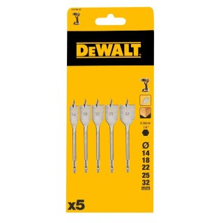 Zestaw 5 wierteł płaskich do drewna 14, 18, 22, 25, 32mm DeWalt [DT4798-QZ]