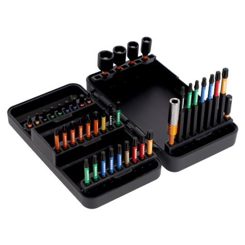 Zestaw końcówek i nasadek udarowych 1/4", do śrub typu Phillips, Pozidriv, TORX, Imbus, 40 szt. BAHCO [66IM/40C-1]
