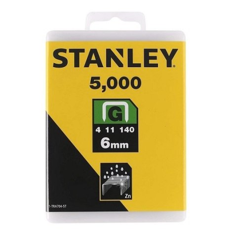 Zszywki stalowe, galwanizowane typ G, 6mm, Stanley [1-TRA704-5T] 5000 szt.