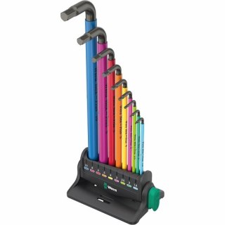 Komplet 9szt. kluczy trzpieniowych z kulką do śrub imbusowych, 950/9 Hex-Plus Multicolour 3, Wera [05133165001] w uchwycie ze st