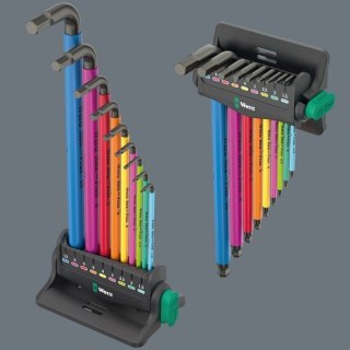 Komplet 9szt. kluczy trzpieniowych z kulką do śrub imbusowych, 950/9 Hex-Plus Multicolour 3, Wera [05133165001] w uchwycie ze st
