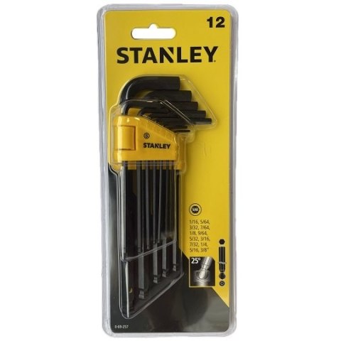 Zestaw 12 szt. kluczy trzpieniowych do śrub imbusowych, calowy, STANLEY [0-69-257]