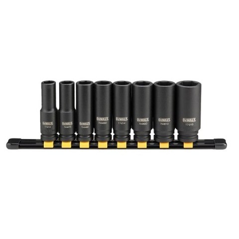 Zestaw 8 szt. głębokich nasadek udarowych 1/2", 13-24mm, DeWALT [DWMT86090-0]