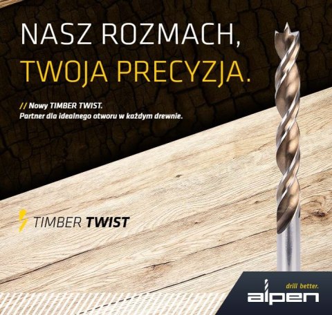 4 wiertła kręte do drewna 3-6mm, ATM 4, Timber Twist Alpen [0067500004100]