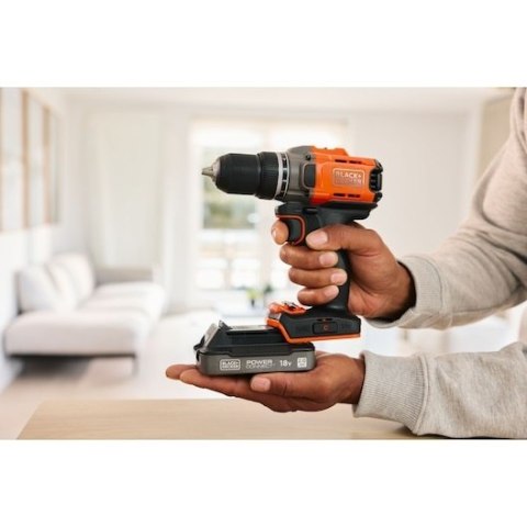 Wiertarko-wkrętarka akumulatorowa, 45Nm, 18V POWERCONNECT, Black+Decker [BCD382D1XC-QW] 2,0Ah