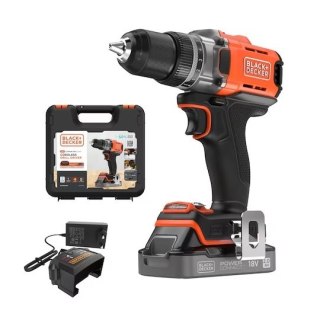 Wiertarko-wkrętarka akumulatorowa, 45Nm, 18V POWERCONNECT, Black+Decker [BCD382D1XK-QW] 2,0Ah, walizka