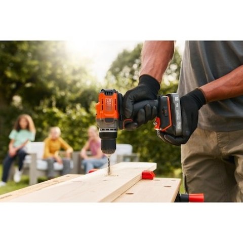 Wiertarko-wkrętarka akumulatorowa, 45Nm, 18V POWERCONNECT, Black+Decker [BCD382D1XK-QW] 2,0Ah, walizka
