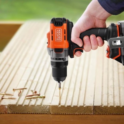 Wiertarko-wkrętarka akumulatorowa, 45Nm, 18V POWERCONNECT, Black+Decker [BCD382D1XK-QW] 2,0Ah, walizka