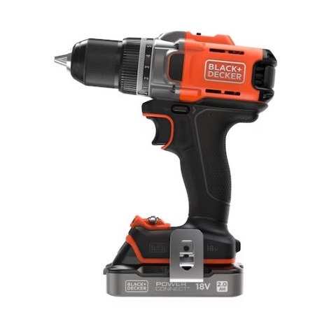 Wiertarko-wkrętarka akumulatorowa, 45Nm, 18V POWERCONNECT, Black+Decker [BCD382D2XK-QW] 2x2,0Ah, walizka