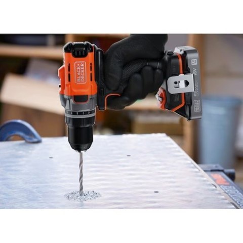 Wiertarko-wkrętarka akumulatorowa, 45Nm, 18V POWERCONNECT, Black+Decker [BCD382D2XK-QW] 2x2,0Ah, walizka