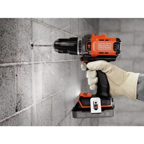 Wiertarko-wkrętarka udarowa akumulatorowa, 45Nm, 18V POWERCONNECT, Black+Decker [BCD383XN-XJ]