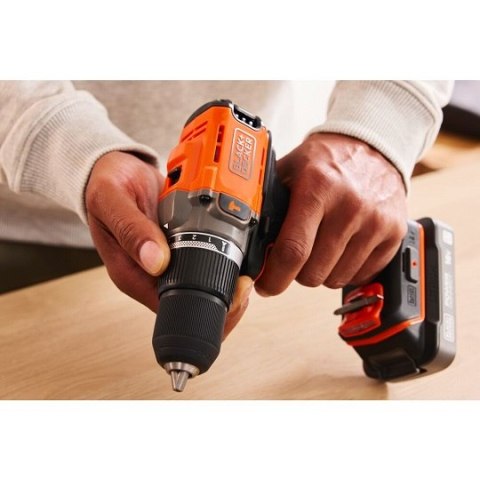 Wiertarko-wkrętarka udarowa akumulatorowa, 45Nm, 18V POWERCONNECT, Black+Decker [BCD383D1XC-QW] 2,0Ah