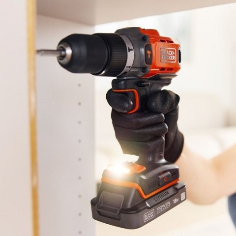 Wiertarko-wkrętarka udarowa akumulatorowa, 45Nm, 18V POWERCONNECT, Black+Decker [BCD383D1XC-QW] 2,0Ah
