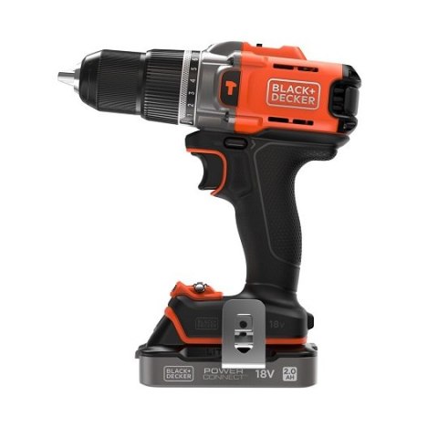 Wiertarko-wkrętarka udarowa akumulatorowa, 45Nm, 18V POWERCONNECT, Black+Decker [BCD383D1XK-QW] 2,0Ah, walizka