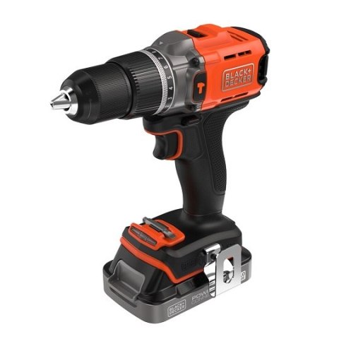 Wiertarko-wkrętarka udarowa akumulatorowa, 45Nm, 18V POWERCONNECT, Black+Decker [BCD383D2XK-QW] 2x2,0Ah