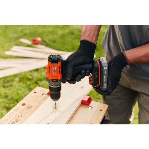 Wiertarko-wkrętarka udarowa akumulatorowa, 45Nm, 18V POWERCONNECT, Black+Decker [BCD383D2XK-QW] 2x2,0Ah
